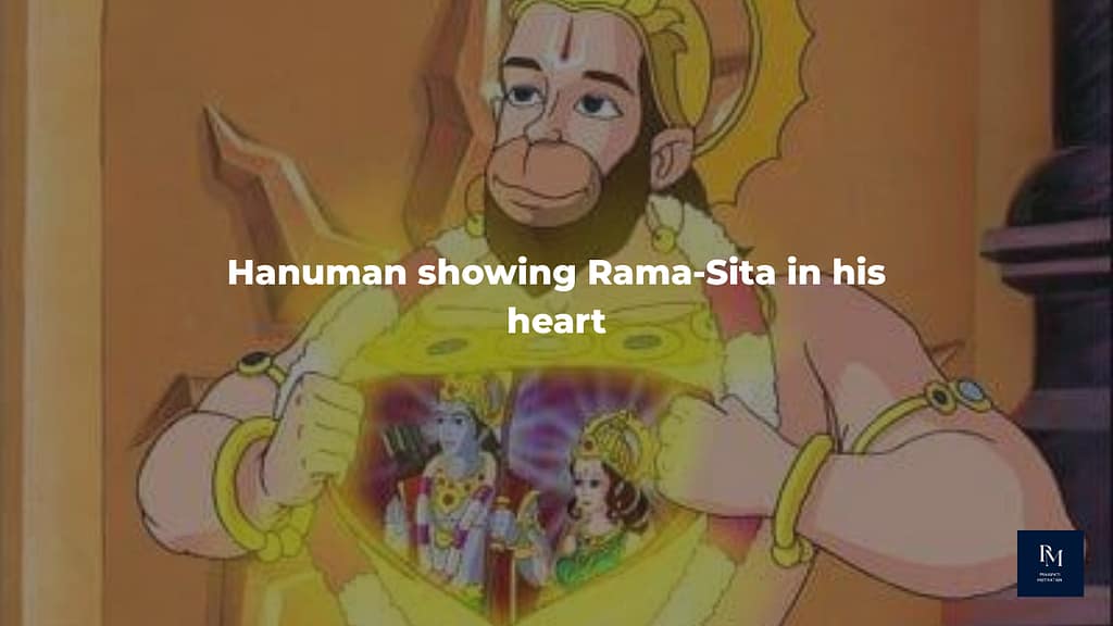 Hanuman showing Rama-Sita in his heart