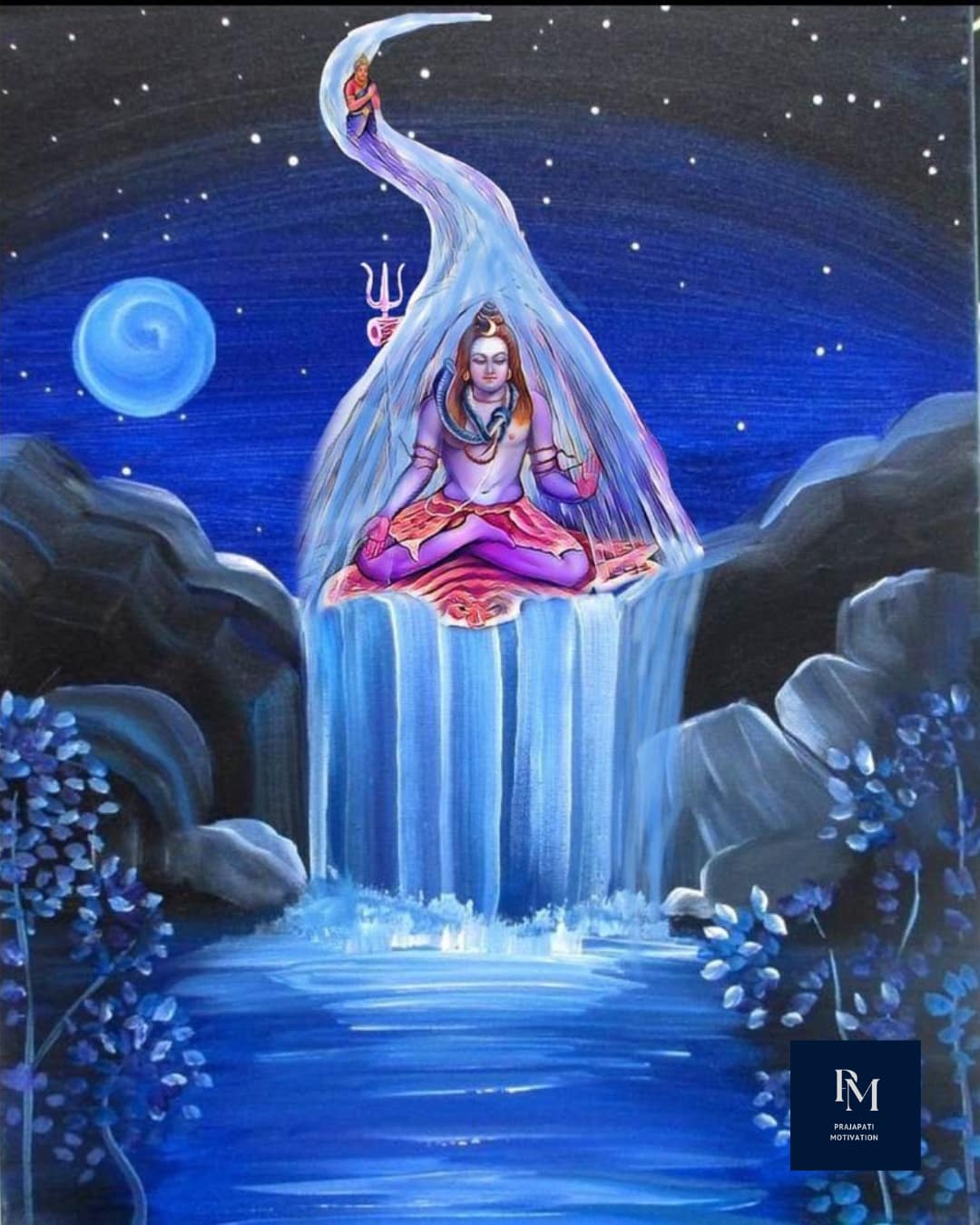 River Ganga flowing from lord shiva hair